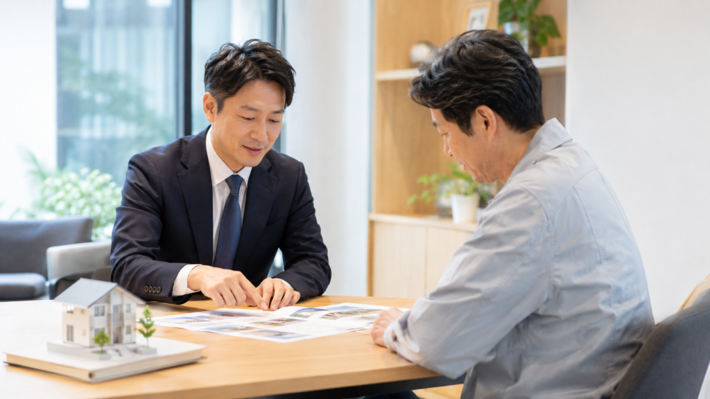 リースバックについて相談する経営者と担当者